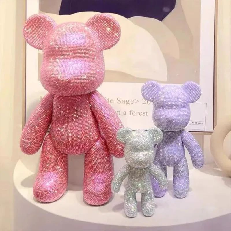 Luxury Rhinestone Crystal Bear Figurine DIY Glitter Resin Bear Desk Home Decoration 5