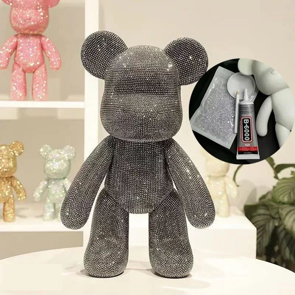 Luxury Rhinestone Crystal Bear Figurine DIY Glitter Resin Bear Desk Home Decoration 12