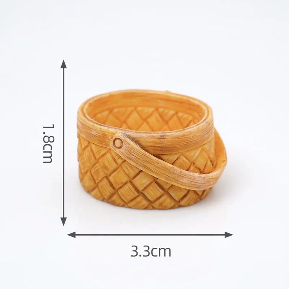 Miniature Rattan Bamboo Basket Set DIY Dollhouse Food Kitchen Decoration Accessories 13