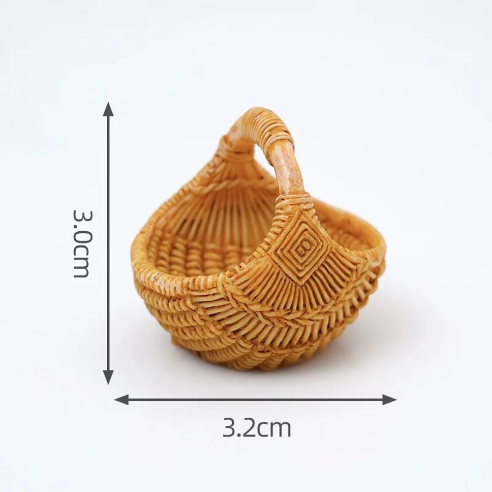 Miniature Rattan Bamboo Basket Set DIY Dollhouse Food Kitchen Decoration Accessories 17