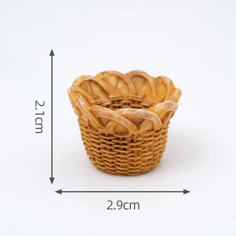 Miniature Rattan Bamboo Basket Set DIY Dollhouse Food Kitchen Decoration Accessories 19