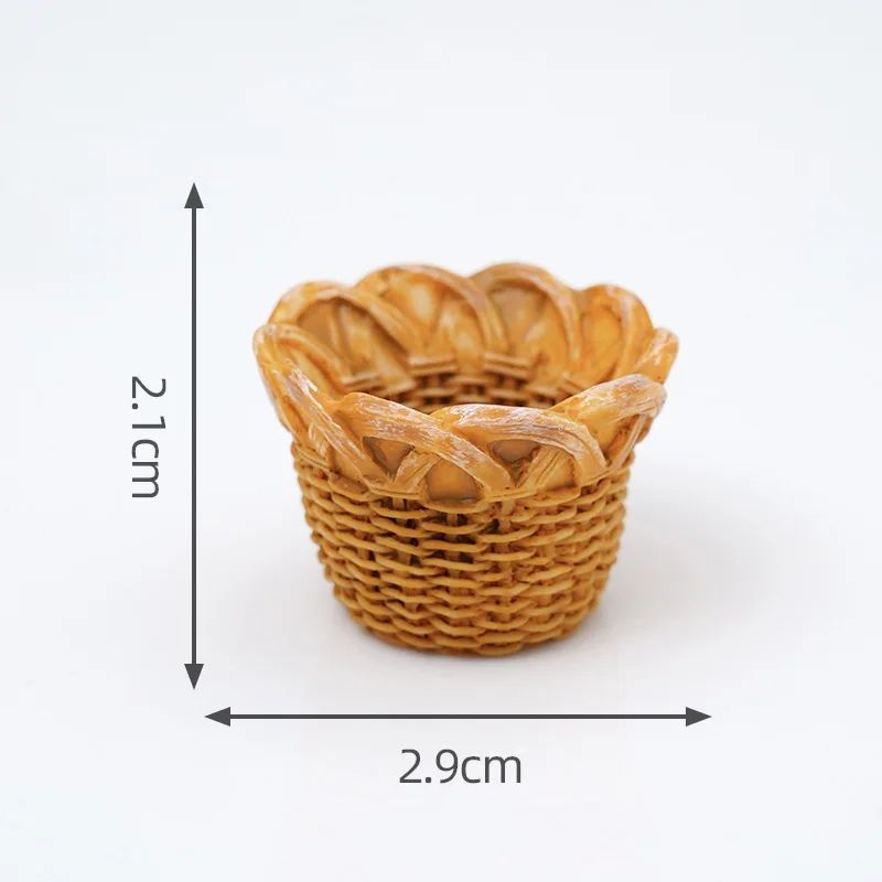 Miniature Rattan Bamboo Basket Set DIY Dollhouse Food Kitchen Decoration Accessories 19
