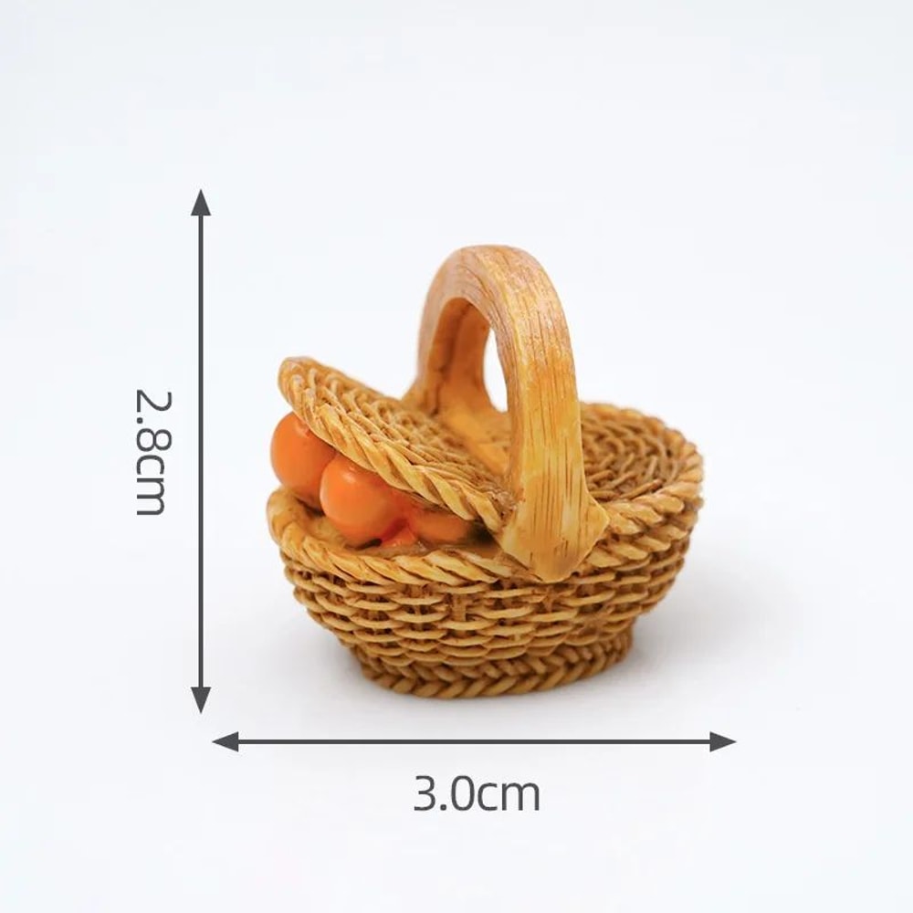 Miniature Rattan Bamboo Basket Set DIY Dollhouse Food Kitchen Decoration Accessories 21