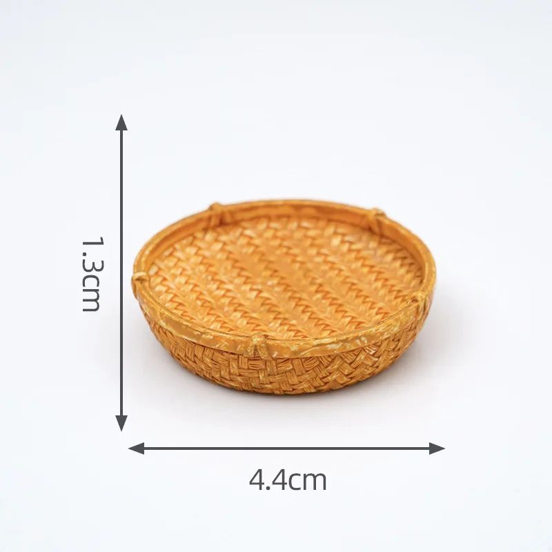 Miniature Rattan Bamboo Basket Set DIY Dollhouse Food Kitchen Decoration Accessories 24