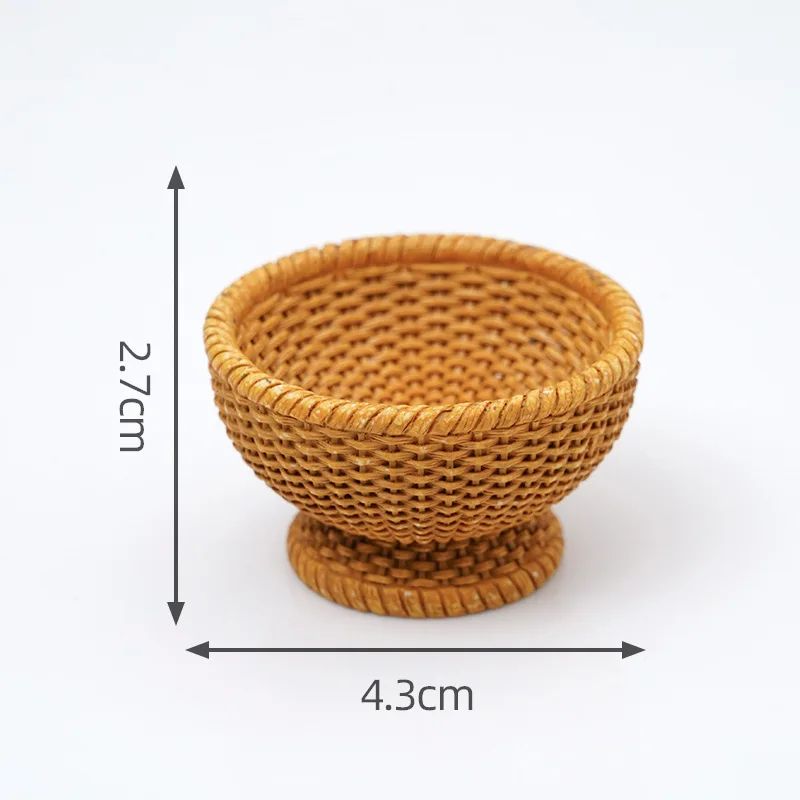 Miniature Rattan Bamboo Basket Set DIY Dollhouse Food Kitchen Decoration Accessories 22