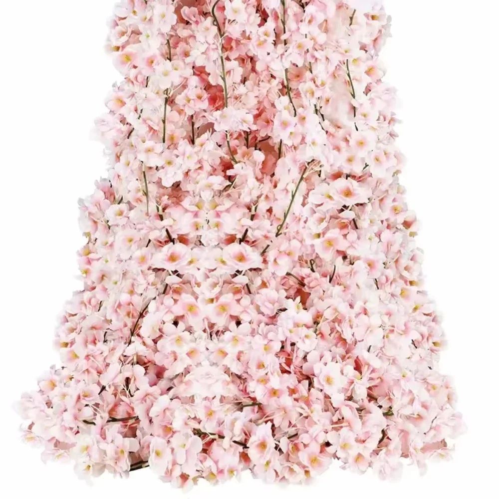 Artificial Sakura Cherry Blossom Garland Vine Silk Hanging Flower Decor For Weddings Home Styling