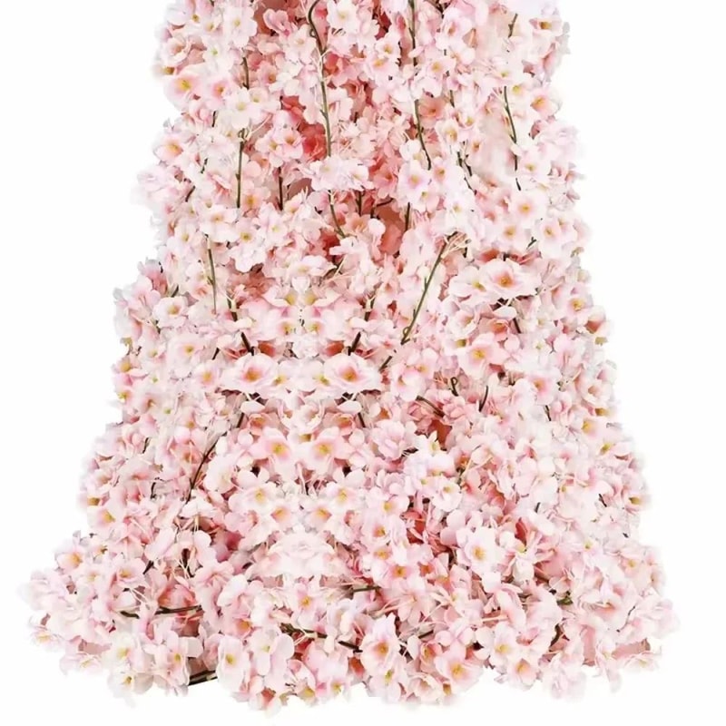 Artificial Sakura Cherry Blossom Garland Vine Silk Hanging Flower Decor For Weddings Home Styling