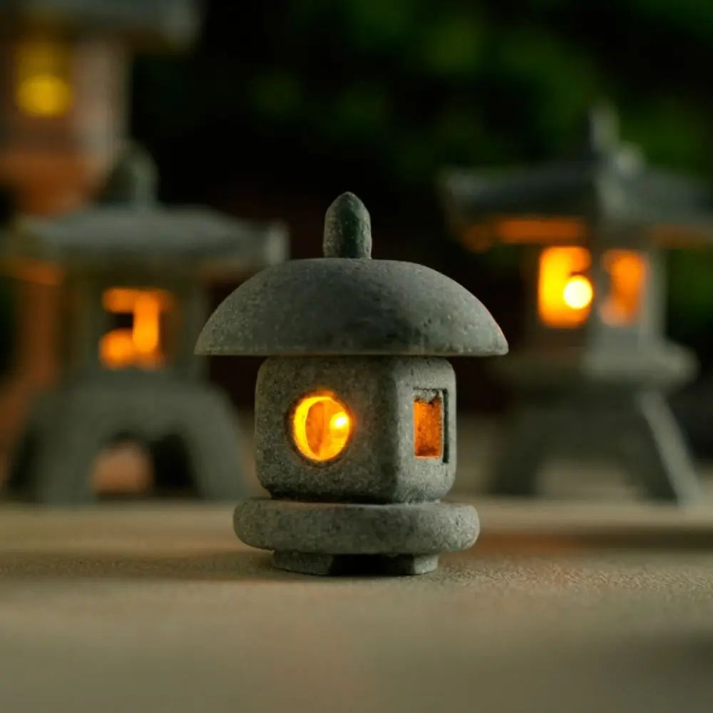 Zen Mini Pagoda Lantern Garden Statue Stone Bonsai Landscape Lamp Ornament For Yard Desktop Decor 0