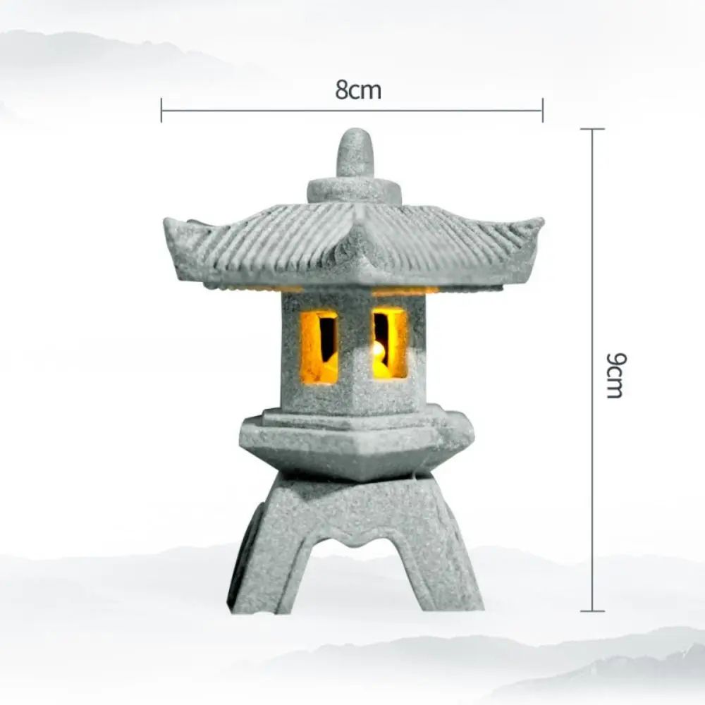 Zen Mini Pagoda Lantern Garden Statue Stone Bonsai Landscape Lamp Ornament For Yard Desktop Decor 3