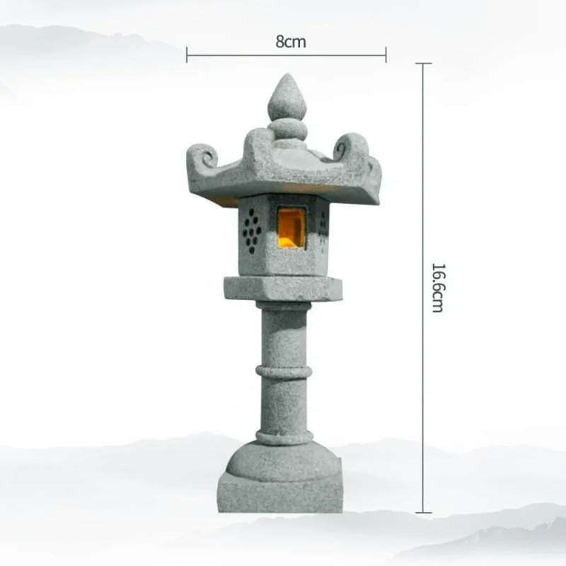 Zen Mini Pagoda Lantern Garden Statue Stone Bonsai Landscape Lamp Ornament For Yard Desktop Decor 11