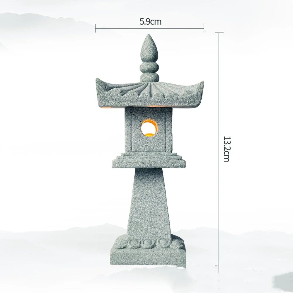 Zen Mini Pagoda Lantern Garden Statue Stone Bonsai Landscape Lamp Ornament For Yard Desktop Decor 12