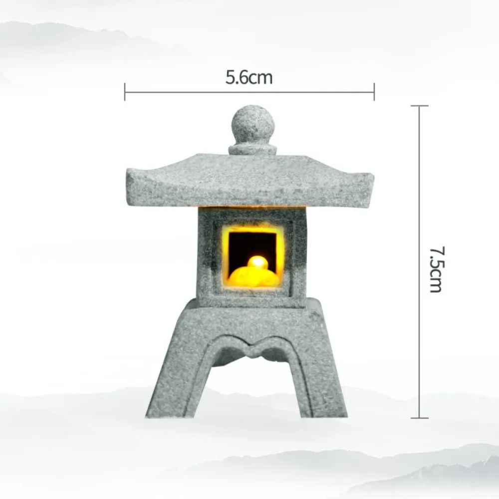 Zen Mini Pagoda Lantern Garden Statue Stone Bonsai Landscape Lamp Ornament For Yard Desktop Decor 13