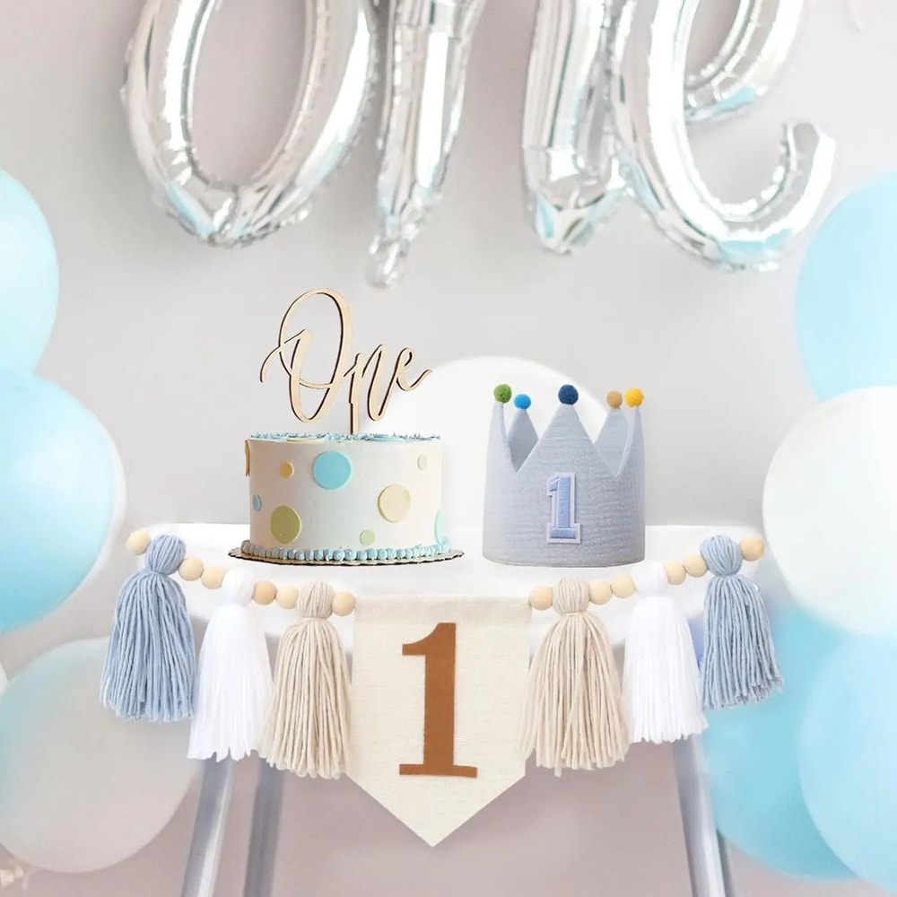 Boho 1st Birthday High Chair Banner Modern Nursery Baby Room Party Decoration 3