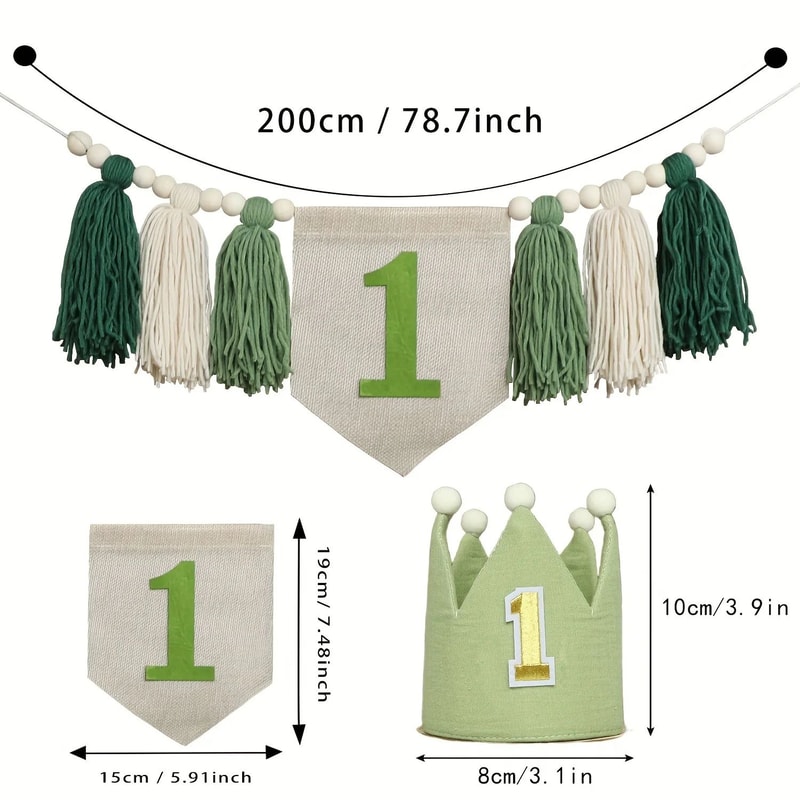 Boho 1st Birthday High Chair Banner Modern Nursery Baby Room Party Decoration 5