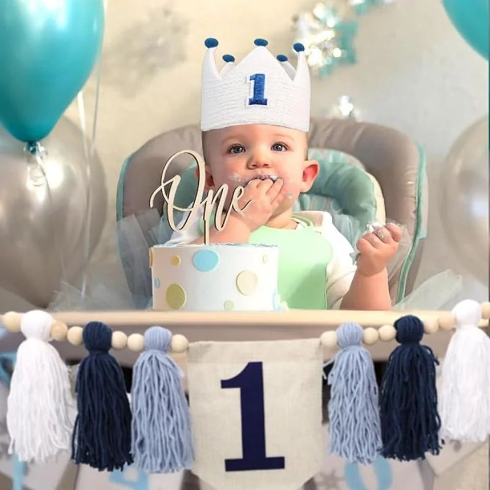 Boho 1st Birthday High Chair Banner Modern Nursery Baby Room Party Decoration 4