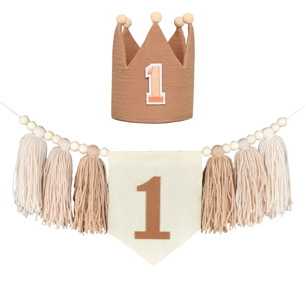 Boho 1st Birthday High Chair Banner Modern Nursery Baby Room Party Decoration 8
