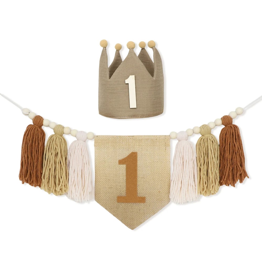 Boho 1st Birthday High Chair Banner Modern Nursery Baby Room Party Decoration 9