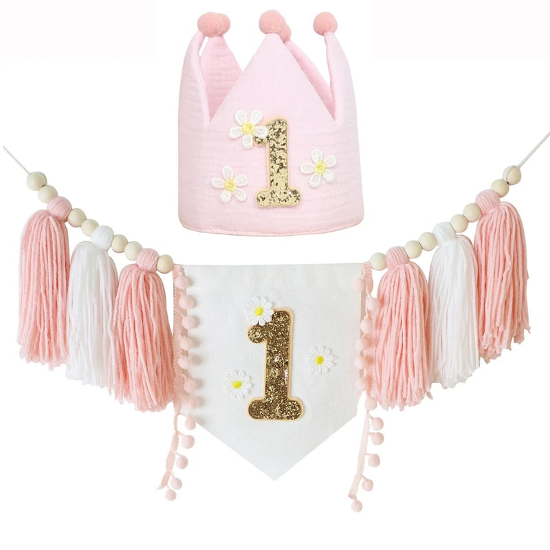 Boho 1st Birthday High Chair Banner Modern Nursery Baby Room Party Decoration 10