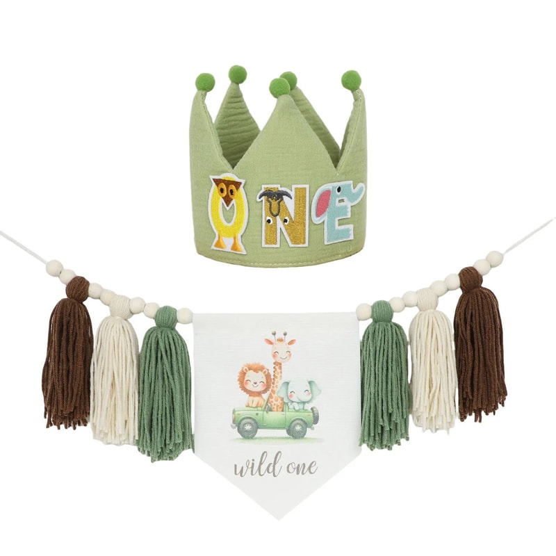 Boho 1st Birthday High Chair Banner Modern Nursery Baby Room Party Decoration 14