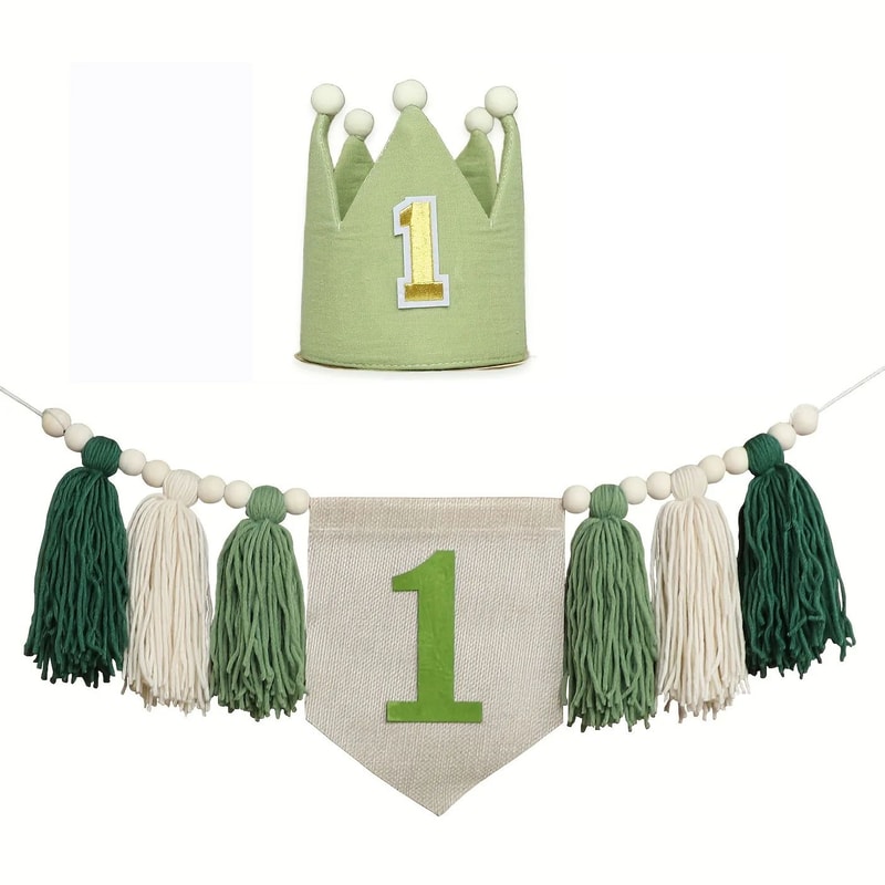 Boho 1st Birthday High Chair Banner Modern Nursery Baby Room Party Decoration 15