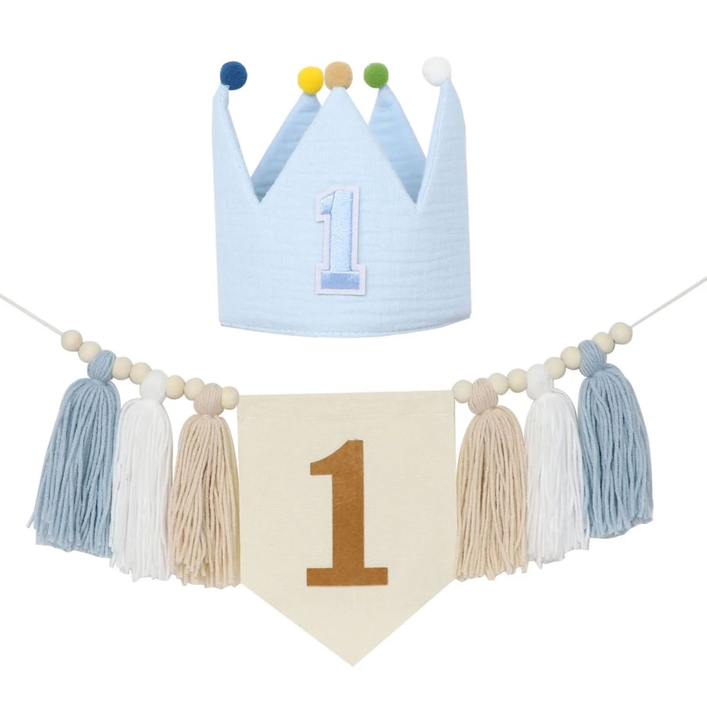 Boho 1st Birthday High Chair Banner Modern Nursery Baby Room Party Decoration 11