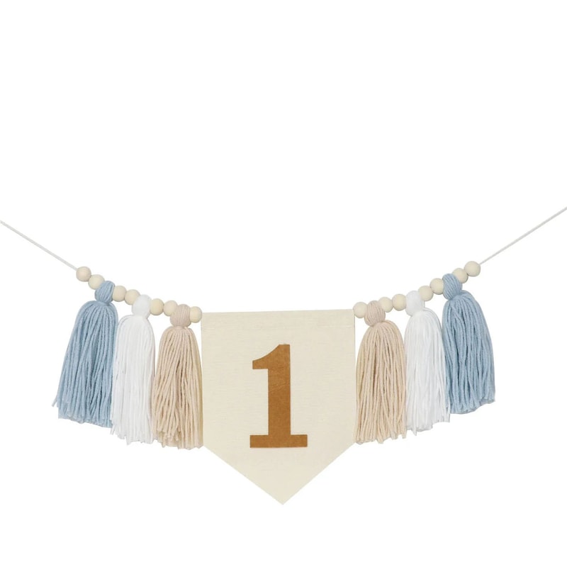 Boho 1st Birthday High Chair Banner Modern Nursery Baby Room Party Decoration 25