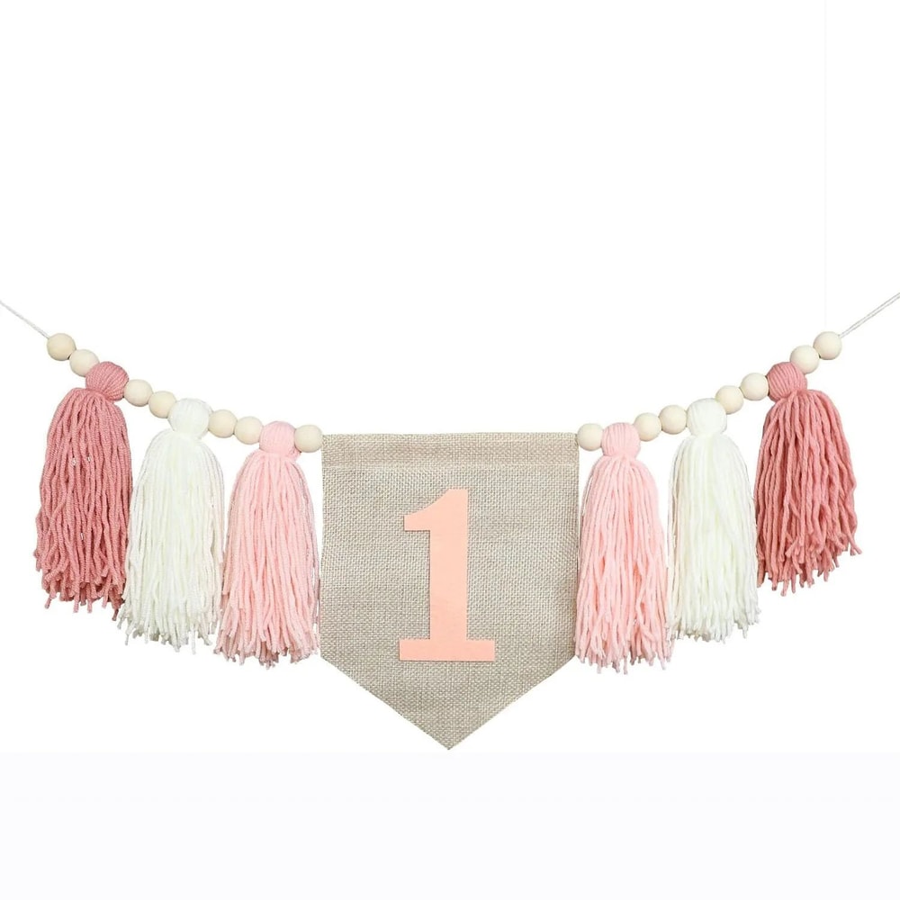 Boho 1st Birthday High Chair Banner Modern Nursery Baby Room Party Decoration 26