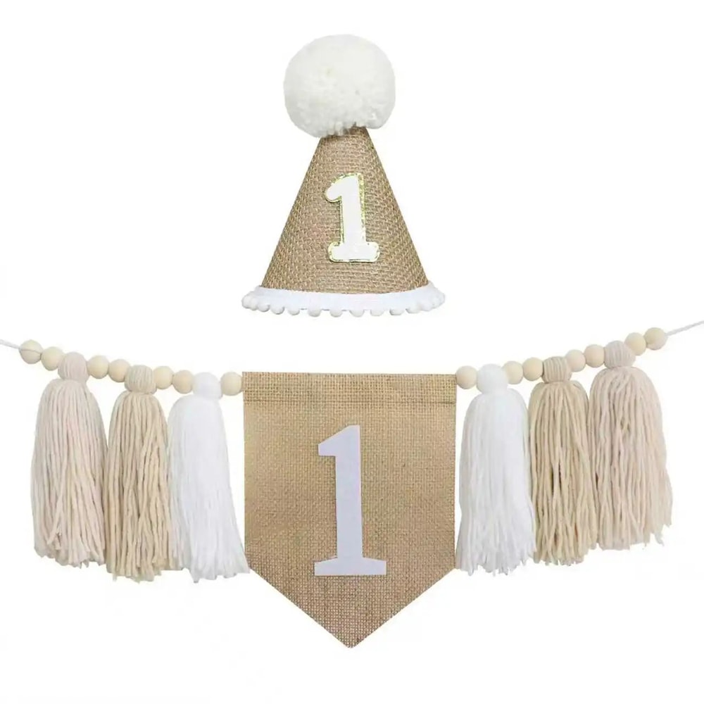 Boho 1st Birthday High Chair Banner Modern Nursery Baby Room Party Decoration 27