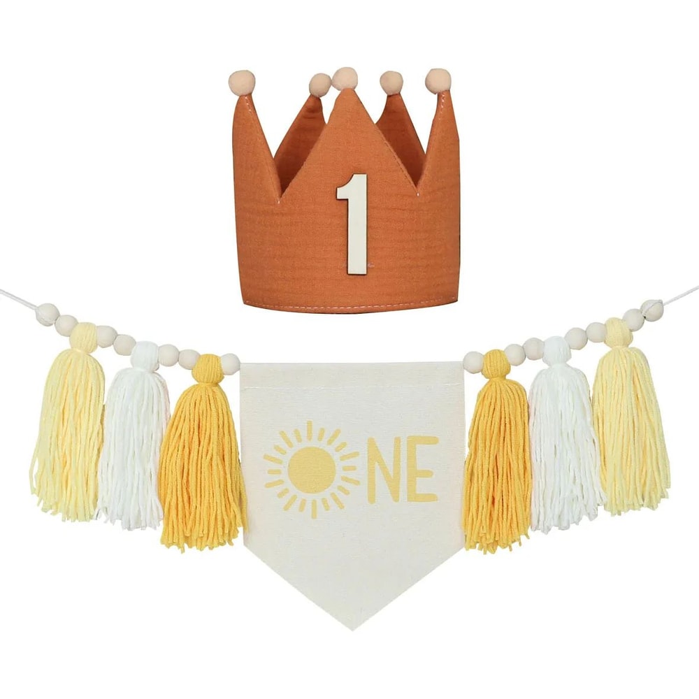 Boho 1st Birthday High Chair Banner Modern Nursery Baby Room Party Decoration 12