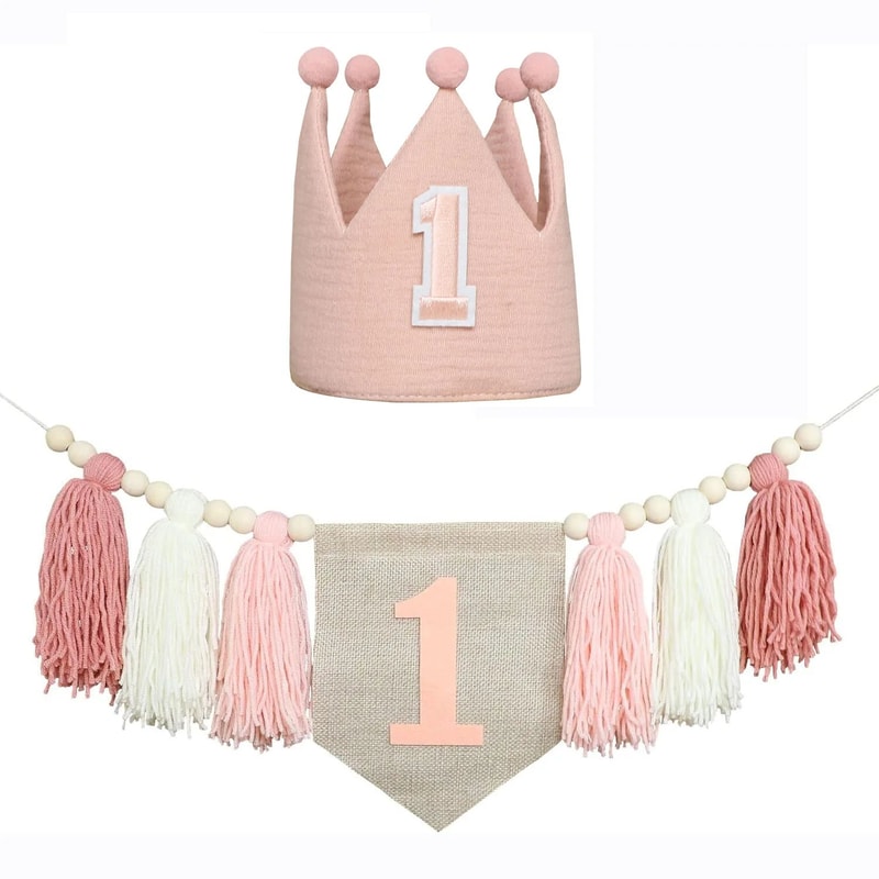 Boho 1st Birthday High Chair Banner Modern Nursery Baby Room Party Decoration 13