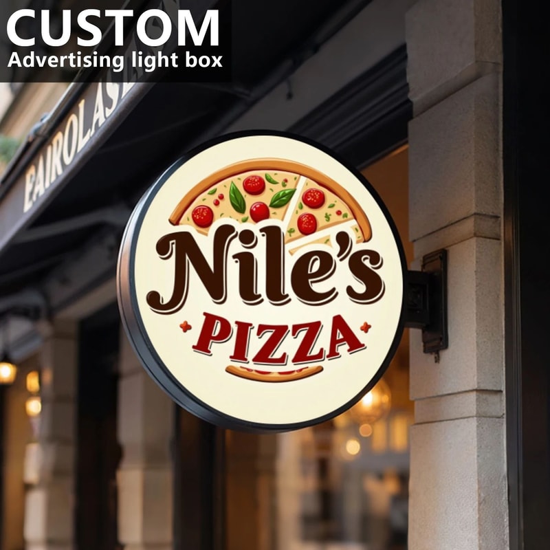Custom DoubleSided LED Storefront Sign Personalized Round Acrylic Business Light Box For Shops Ca 1