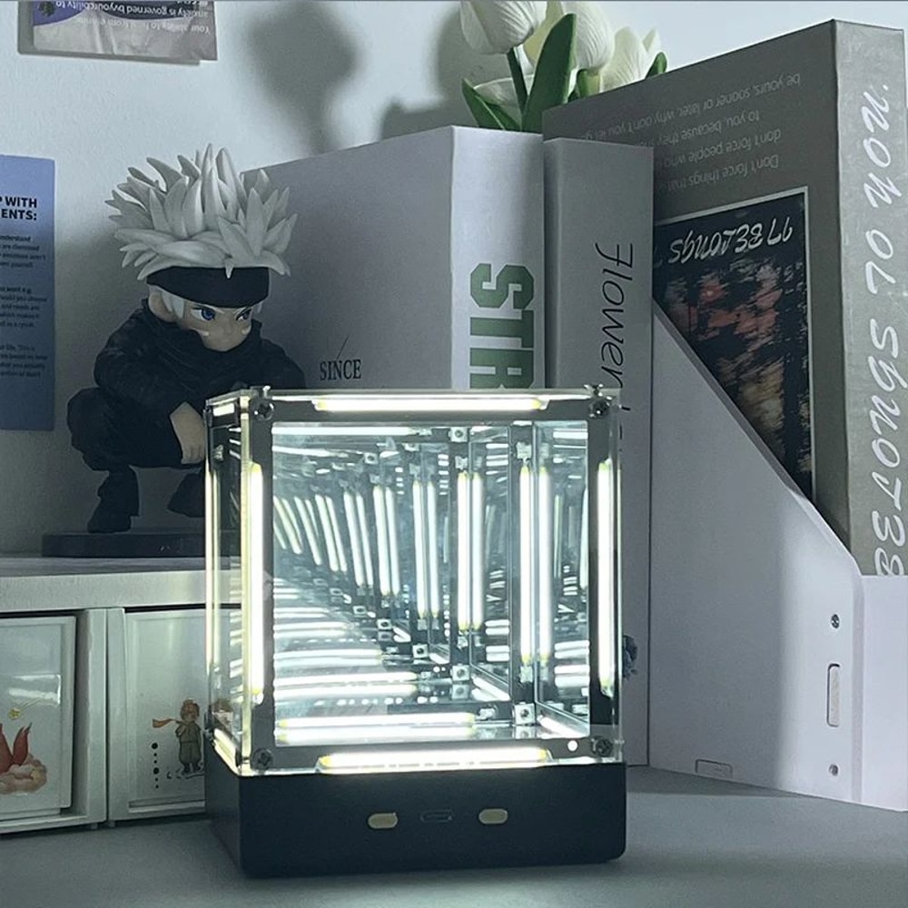 4D Hypercube LED Night Light Display Box Futuristic Acrylic Gamer Desk Lamp Action Figure Showcas 3