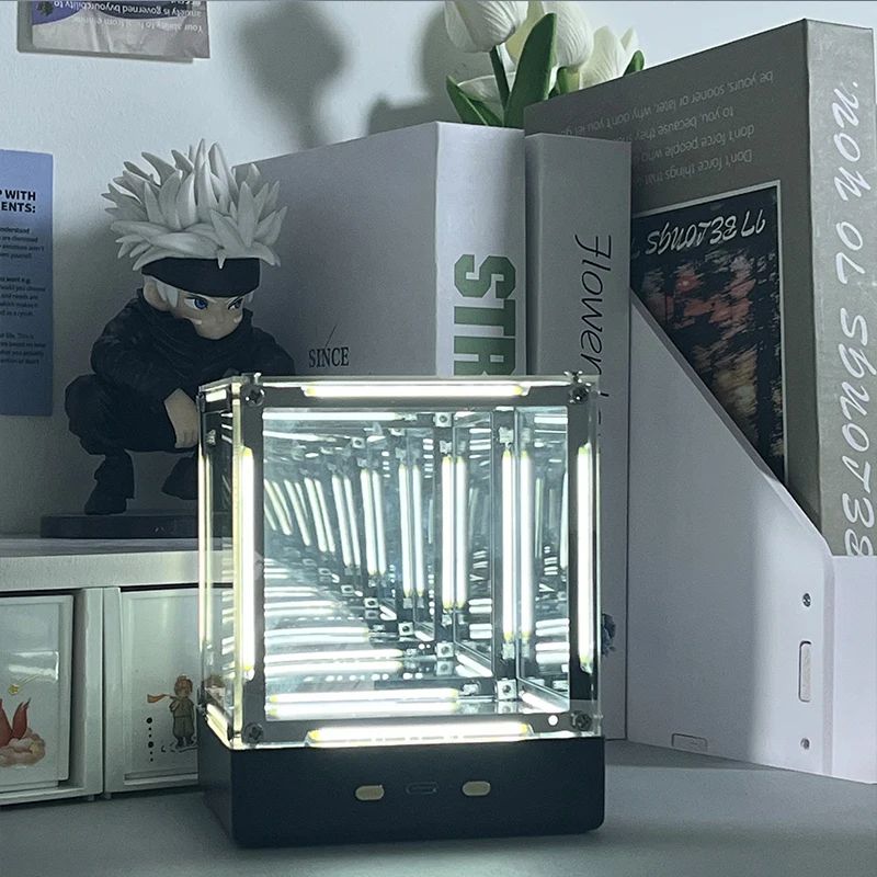 4D Hypercube LED Night Light Display Box Futuristic Acrylic Gamer Desk Lamp Action Figure Showcas 3