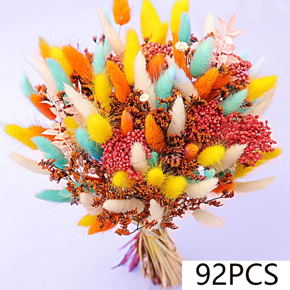 Colorful Preserved Dried Flower Wedding Bouquet With Pampas Grass Babys Breath For Bridal Decor 7