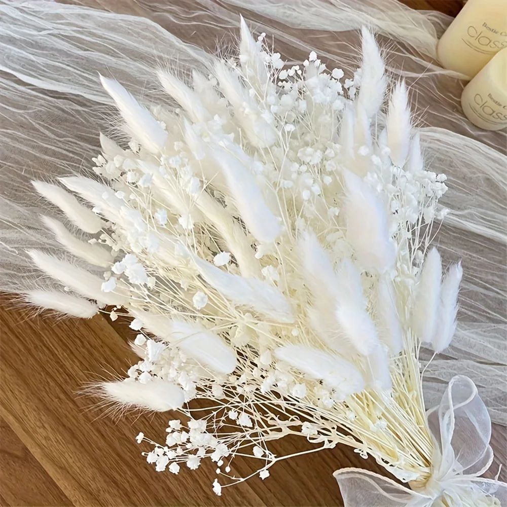 Colorful Preserved Dried Flower Wedding Bouquet With Pampas Grass Babys Breath For Bridal Decor 10