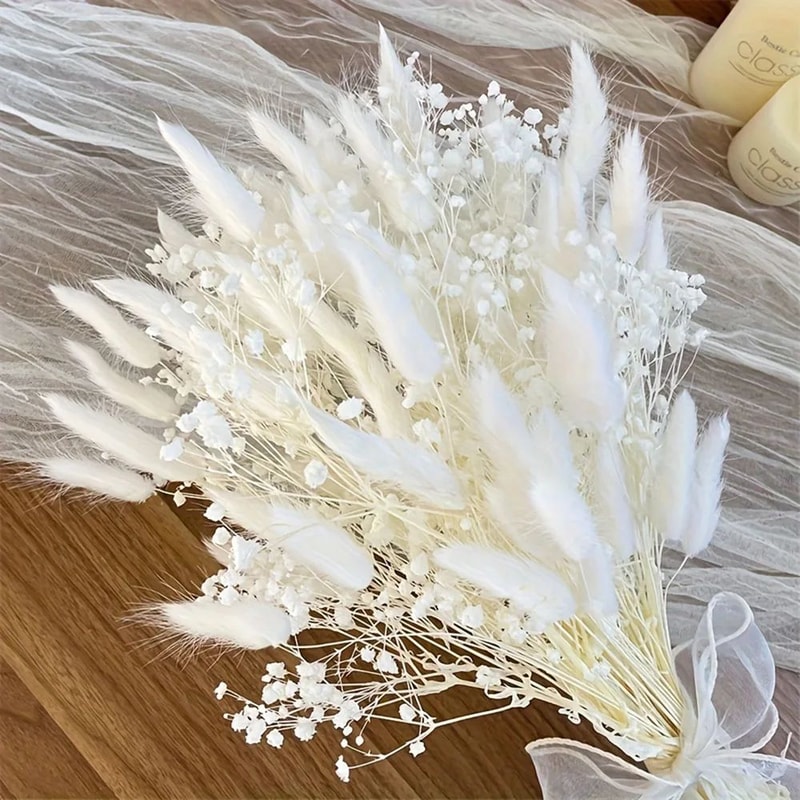 Colorful Preserved Dried Flower Wedding Bouquet With Pampas Grass Babys Breath For Bridal Decor 10
