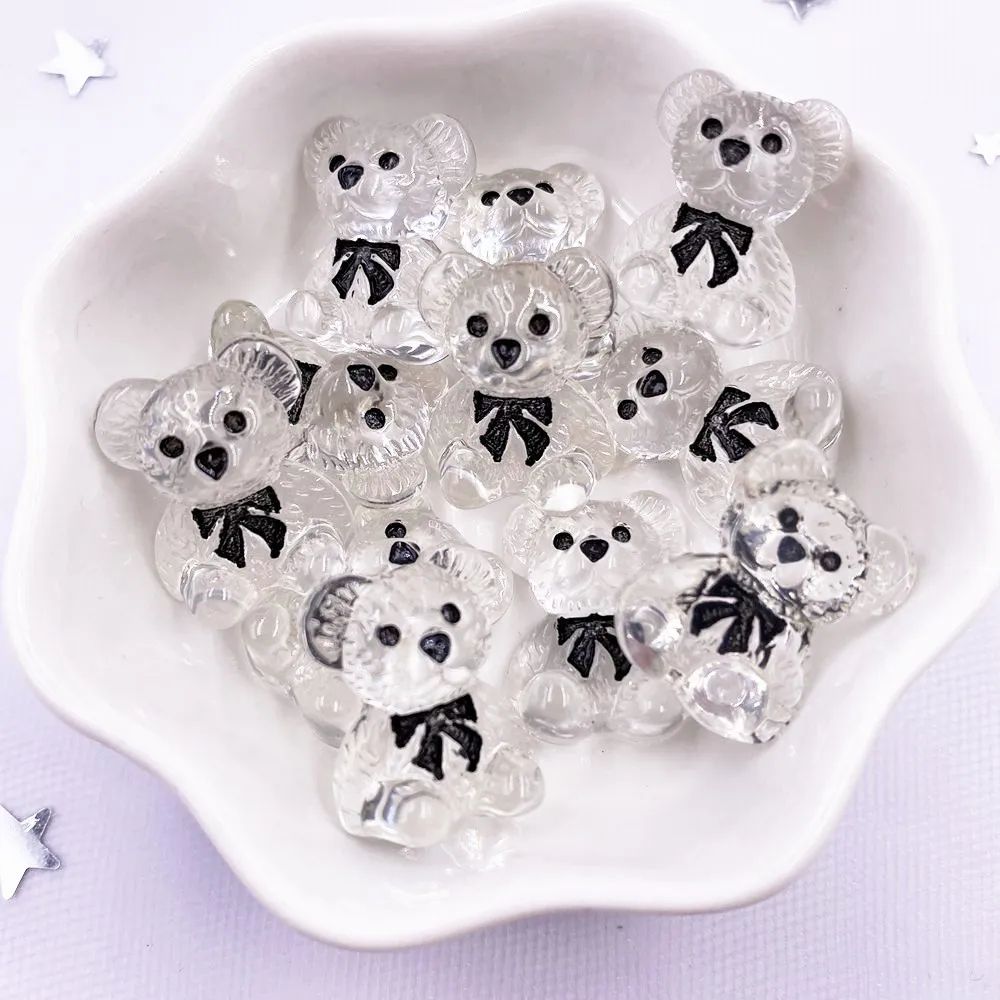 10pcs Hand Painted Kawaii Colorful Bear Resin Flatback Stones For DIY Crafts Scrapbook Decor 2