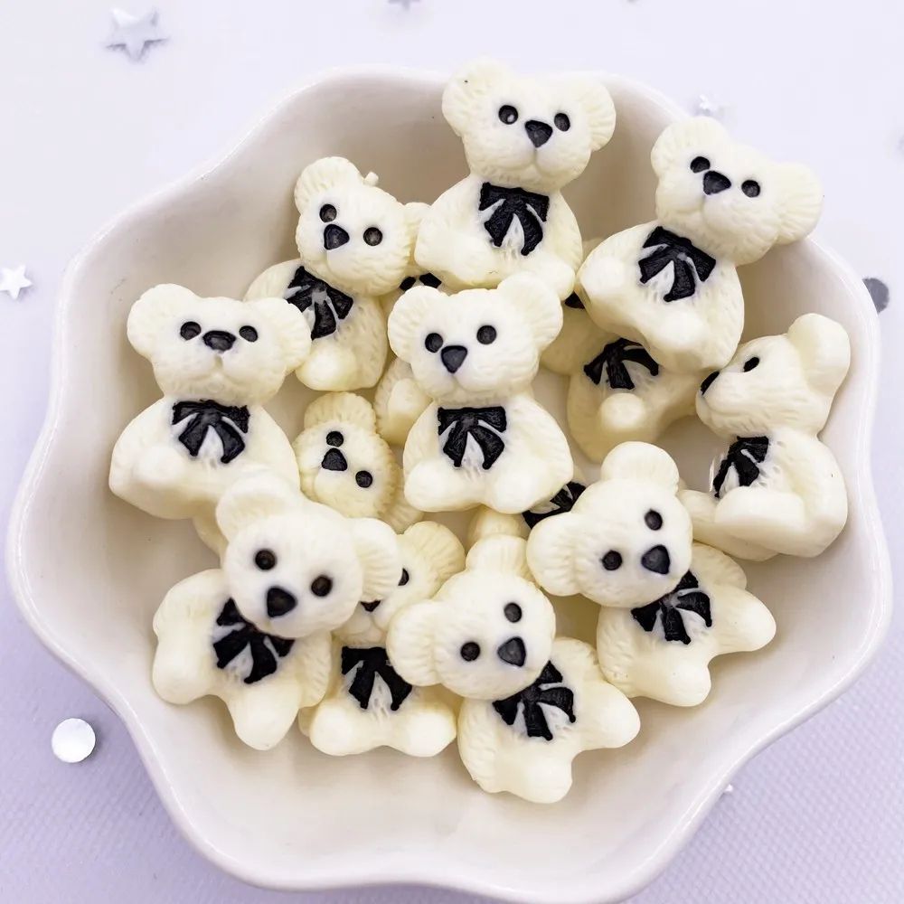 10pcs Hand Painted Kawaii Colorful Bear Resin Flatback Stones For DIY Crafts Scrapbook Decor 8