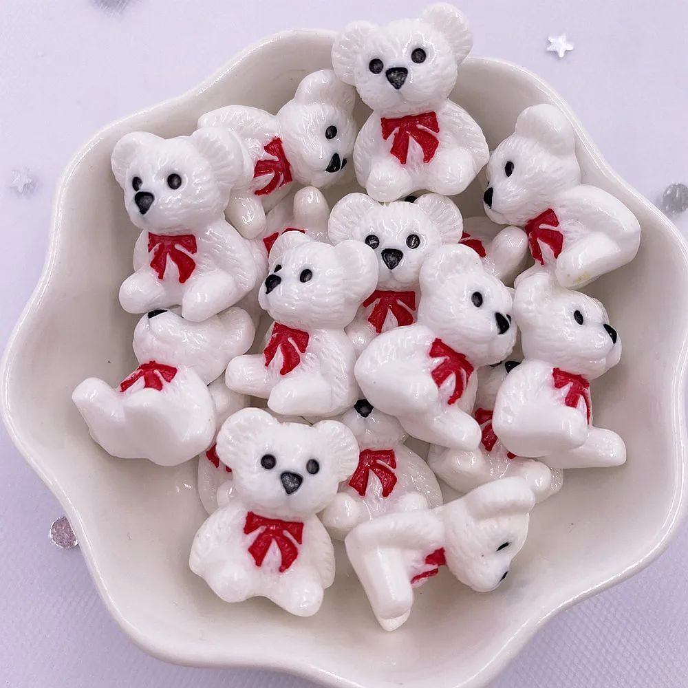10pcs Hand Painted Kawaii Colorful Bear Resin Flatback Stones For DIY Crafts Scrapbook Decor 12
