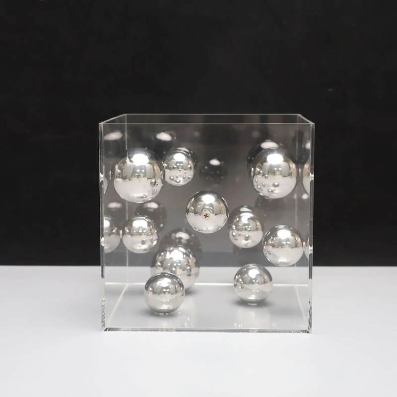 Modern Geometric Metal Ball Art Ornament With Transparent Acrylic Box Decor 6