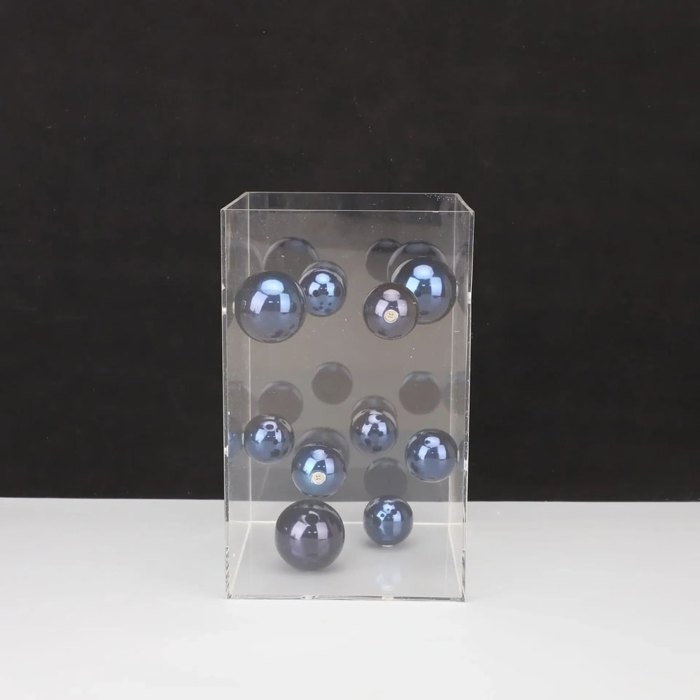 Modern Geometric Metal Ball Art Ornament With Transparent Acrylic Box Decor 11