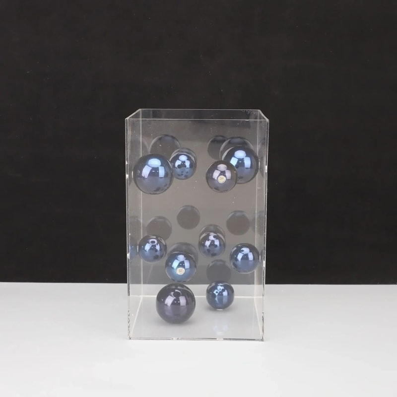 Modern Geometric Metal Ball Art Ornament With Transparent Acrylic Box Decor 11
