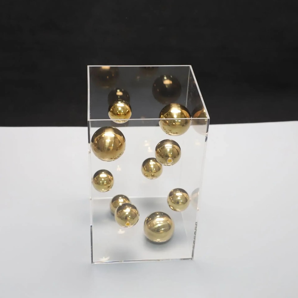 Modern Geometric Metal Ball Art Ornament With Transparent Acrylic Box Decor 9