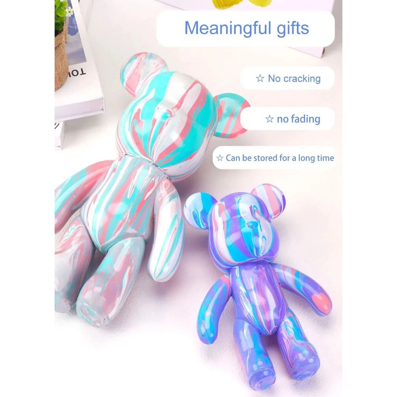 DIY Fluid Bear Resin Sculpture Set Handmade Graffiti Bear Ornament For Home Decor Creative Painti 4