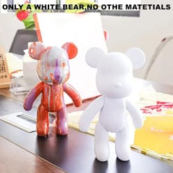 diy fluid bear resin sculpture set – handmade graffiti bear ornament for home decor & creative painting