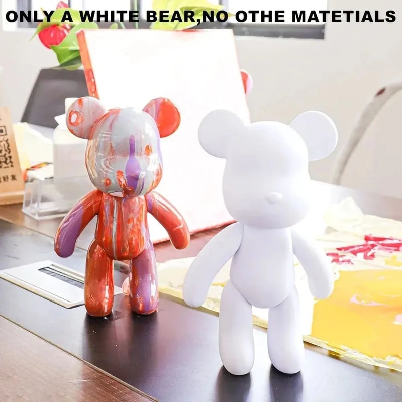 DIY Fluid Bear Resin Sculpture Set Handmade Graffiti Bear Ornament For Home Decor Creative Painti 0