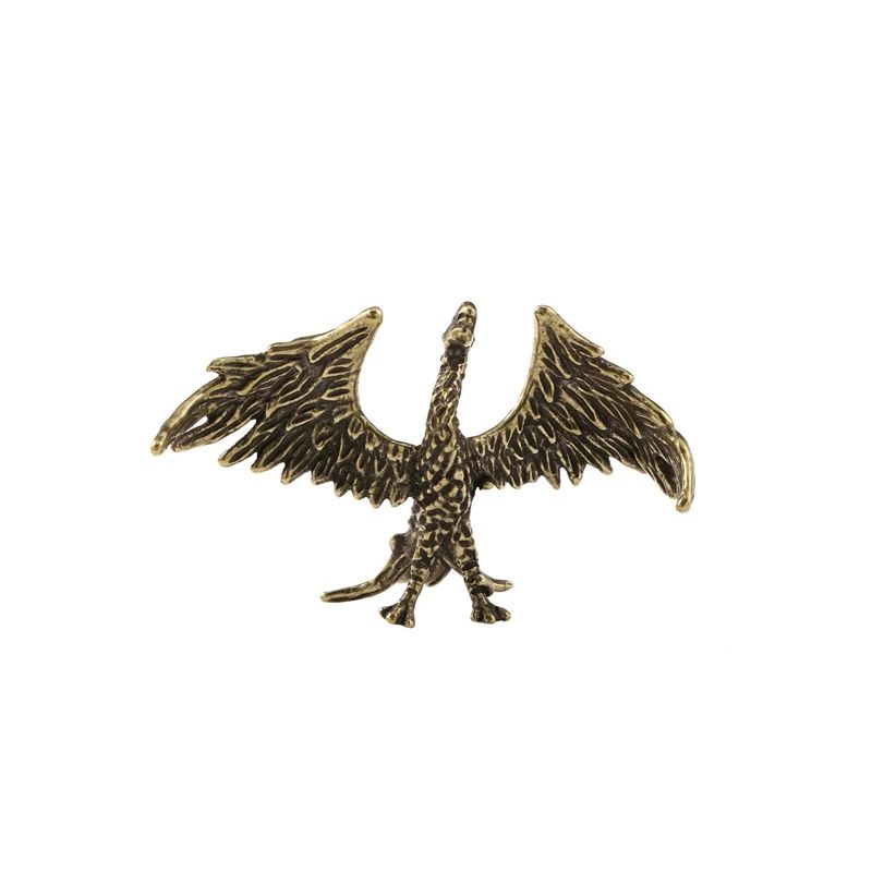 Solid Brass Flame Phoenix Statue Retro Chinese Mythical Beast Feng Shui Desktop Ornament 5