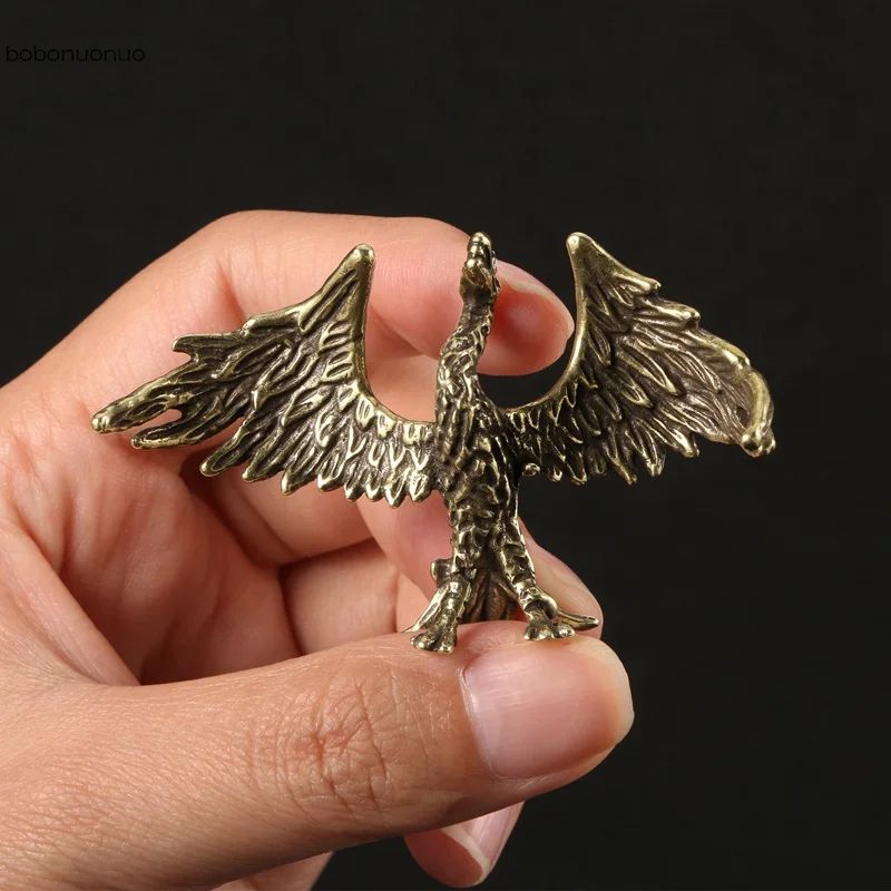 Solid Brass Flame Phoenix Statue Retro Chinese Mythical Beast Feng Shui Desktop Ornament 0