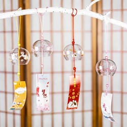 handmade japanese glass wind bell furin – sakura cherry blossom wind chime decor