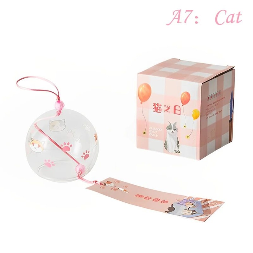 Handmade Japanese Glass Wind Bell Furin Sakura Cherry Blossom Wind Chime Decor 12